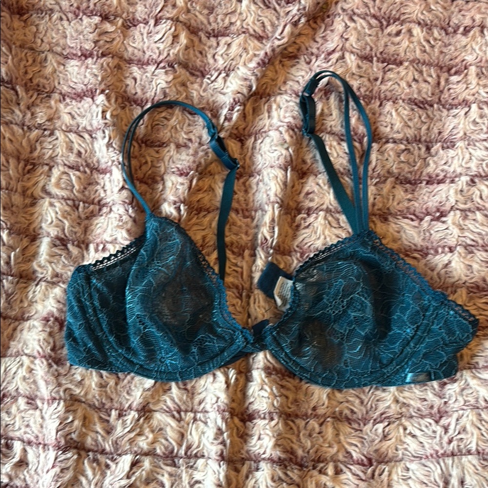 Calvin Klein Teal Lace Bralette with Adjustable Straps